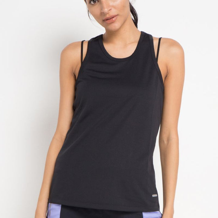 Tank Top Wanita Hitam Lari Elite