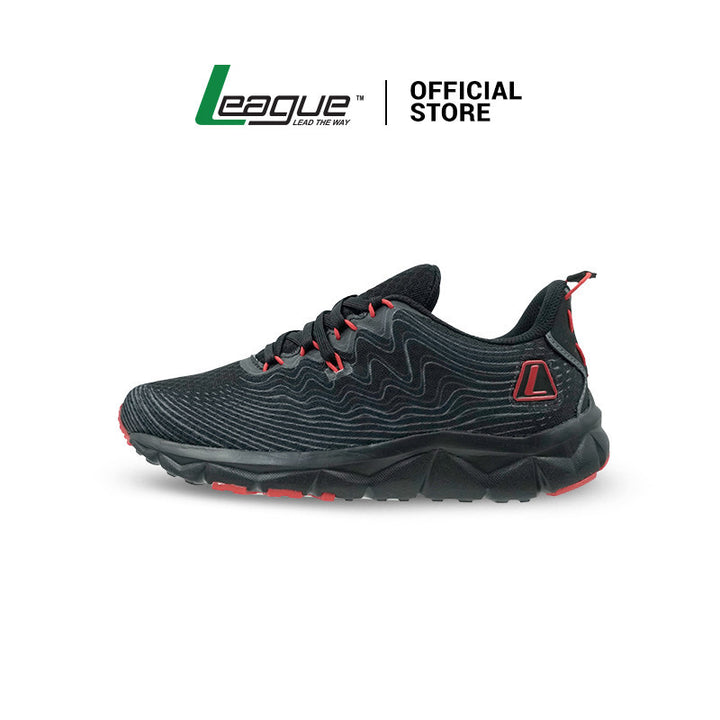 League Amp Jr Black/Blue Sepatu Running Anak