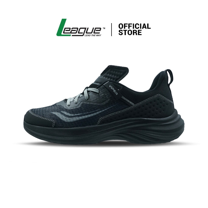 League Viper U Black/Grey Sepatu Running Pria
