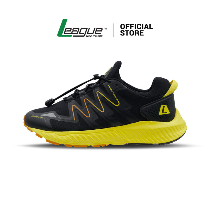 League KUMO 2 Black/Yellow Sepatu Running Pria